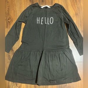 H&M Toddler Girls Long Sleeve ‘Hello’ Dress - Black 5t